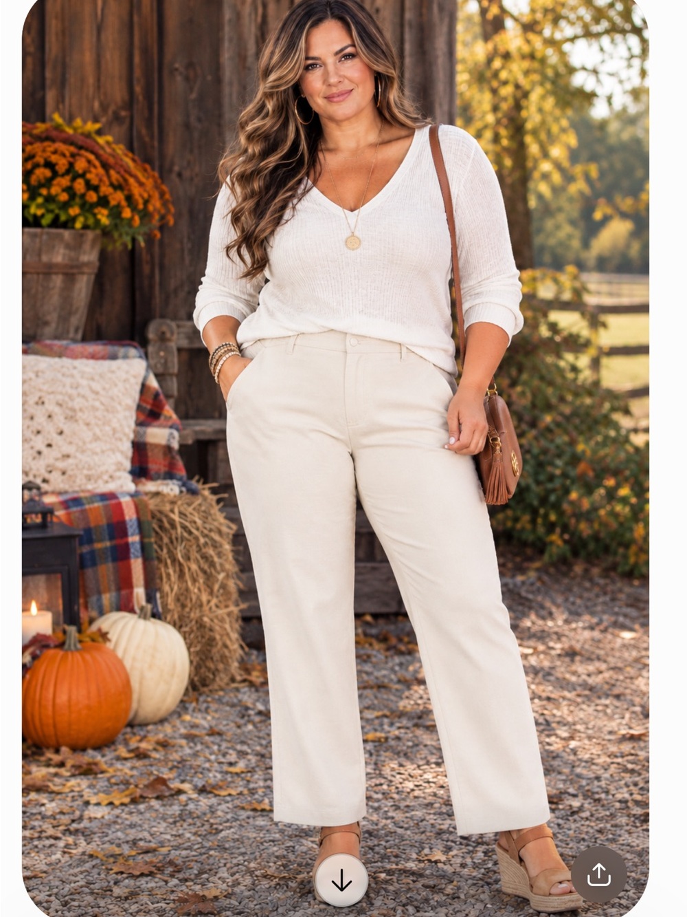 Trina Turk Cream Pull-On Pants